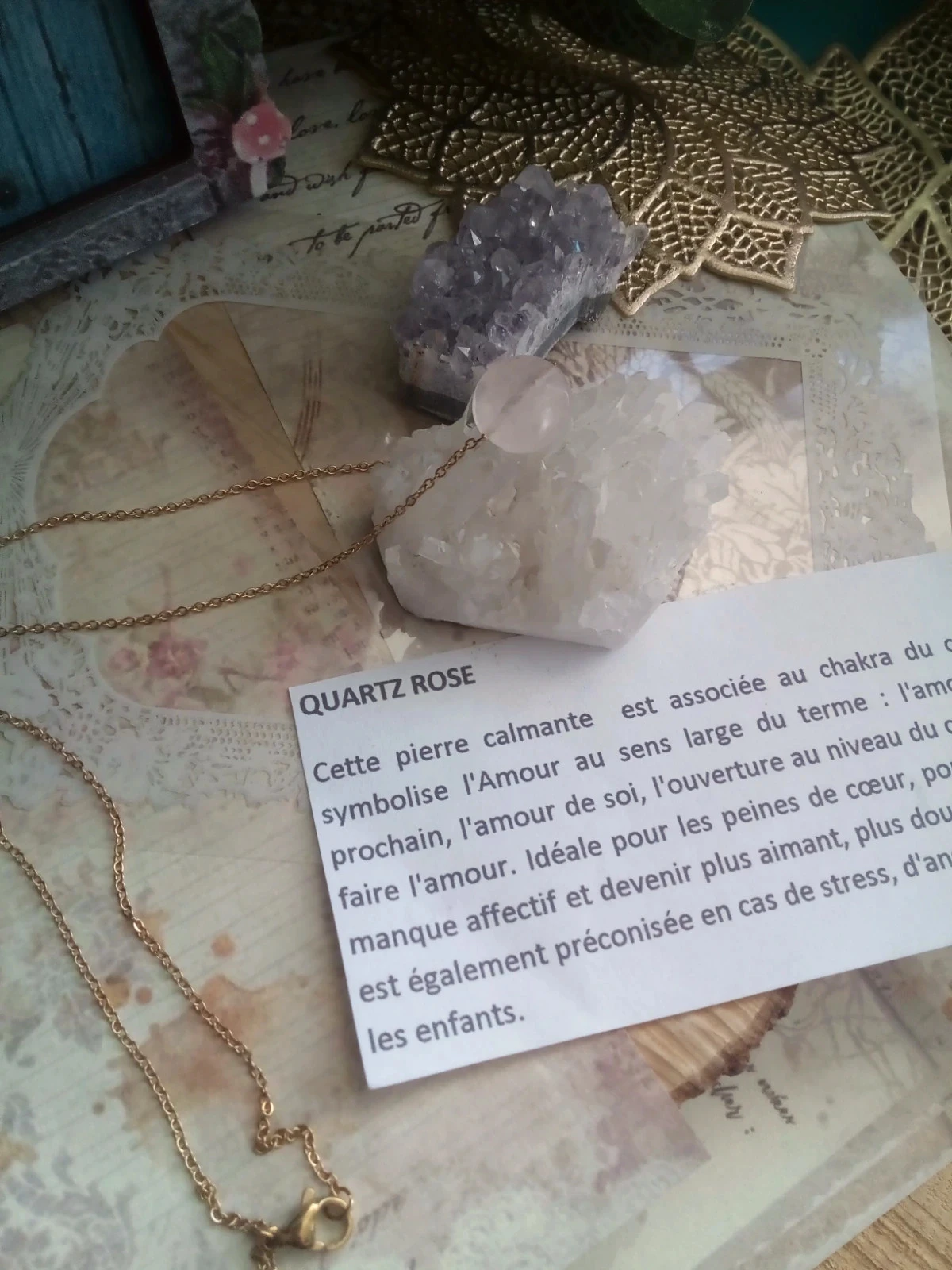 Collier de quartz rose – photo 2